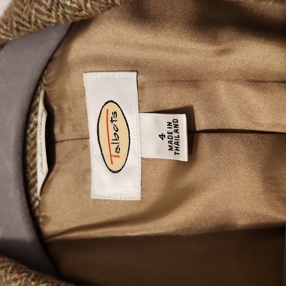Talbots wool blazer, brown and ivory herringbone pattern. Size 4 - Picture 5 of 9